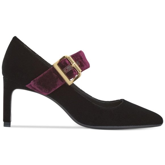 SALE! ✅ DKNY Mary Jane 'Ester' Pumps 9 ~ Black Velvet Burgundy Strap ✨ BNIB - Picture 5 of 17